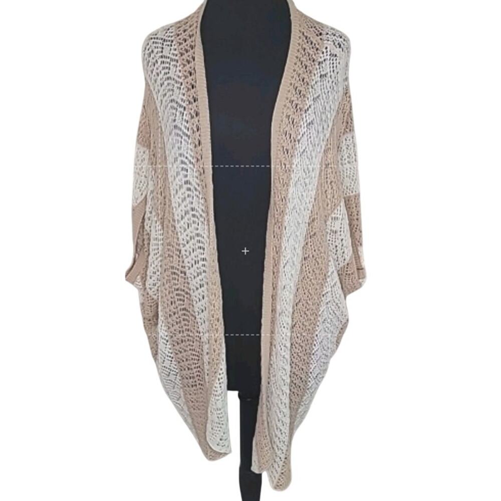 Boho Knit Relaxed Cardigan Poncho L Oversized Minimalist Academia Campus School